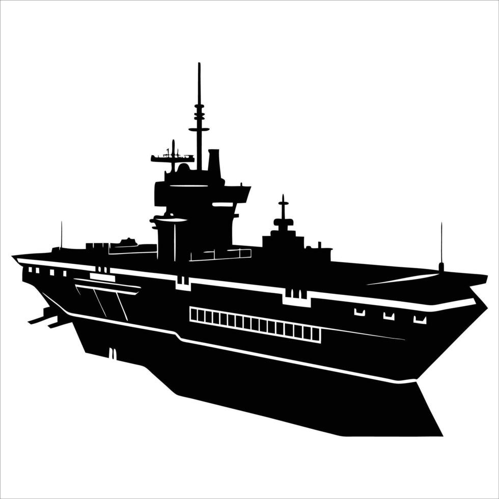Majestic Force, Aircraft Carrier Silhouette. vector