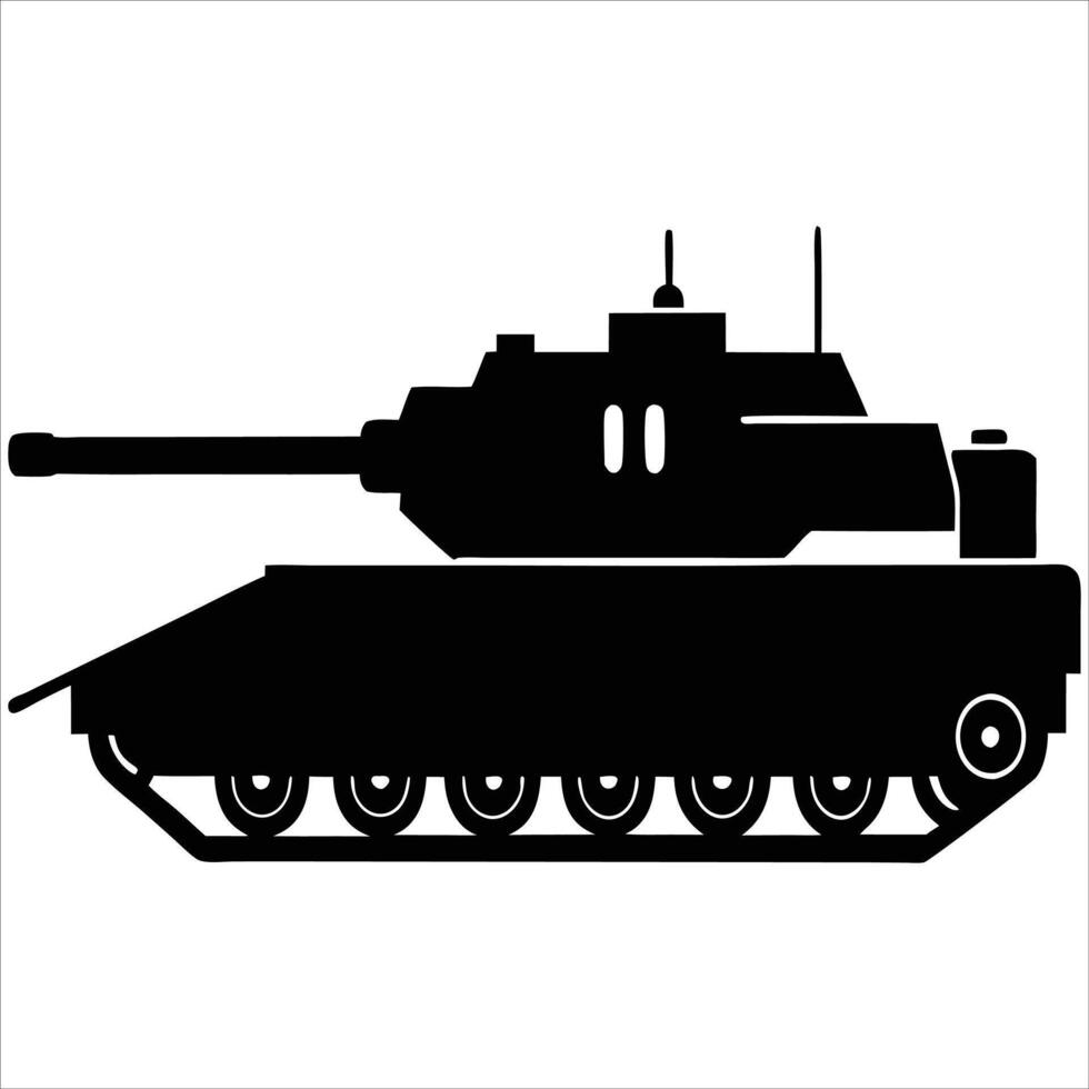 Armored Strength, War Tank Silhouette. vector