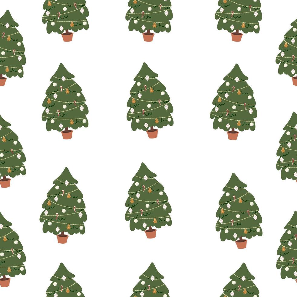 Christmas pattern with a Christmas tree. vector