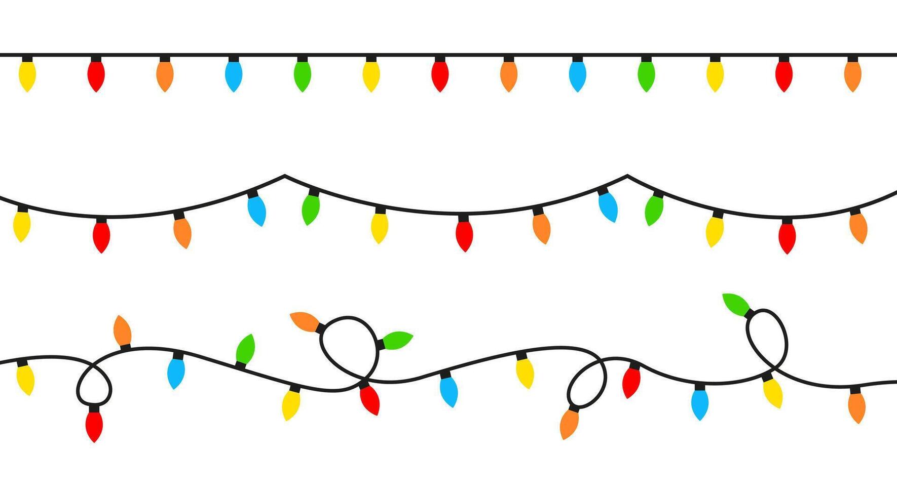 Set of Christmas colored garlands lights decorations for Christmas cards, banners, posters, web. illustration. vector