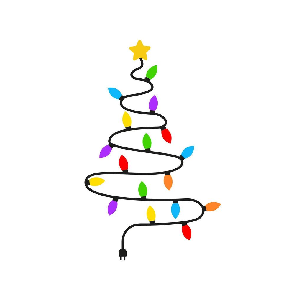 Garland Christmas in the form of a Christmas tree. graphics vector