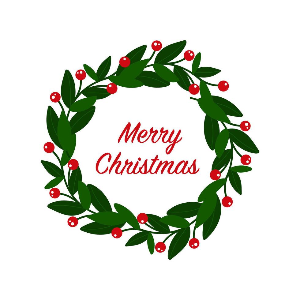Greeting card Cozy Christmas decorations with text. Wreath of Christmas. graphics vector
