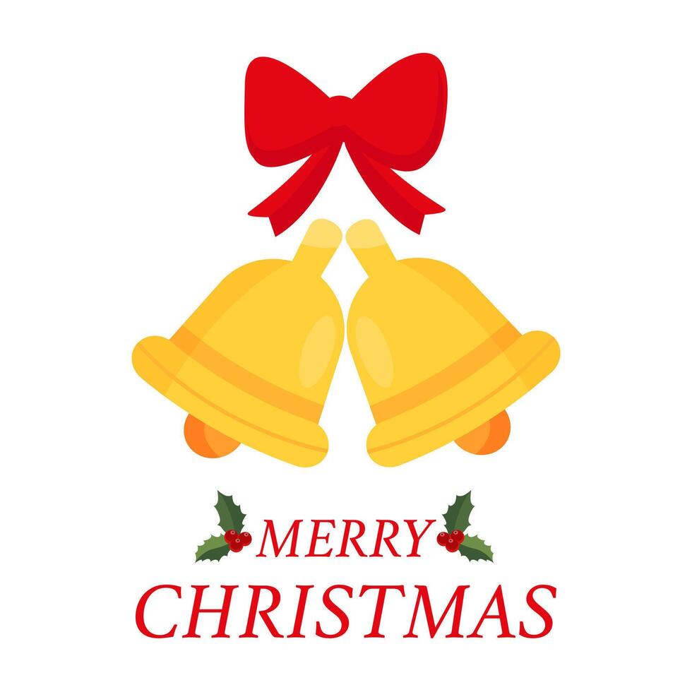 Happy Christmas postcard with bells. graphics vector