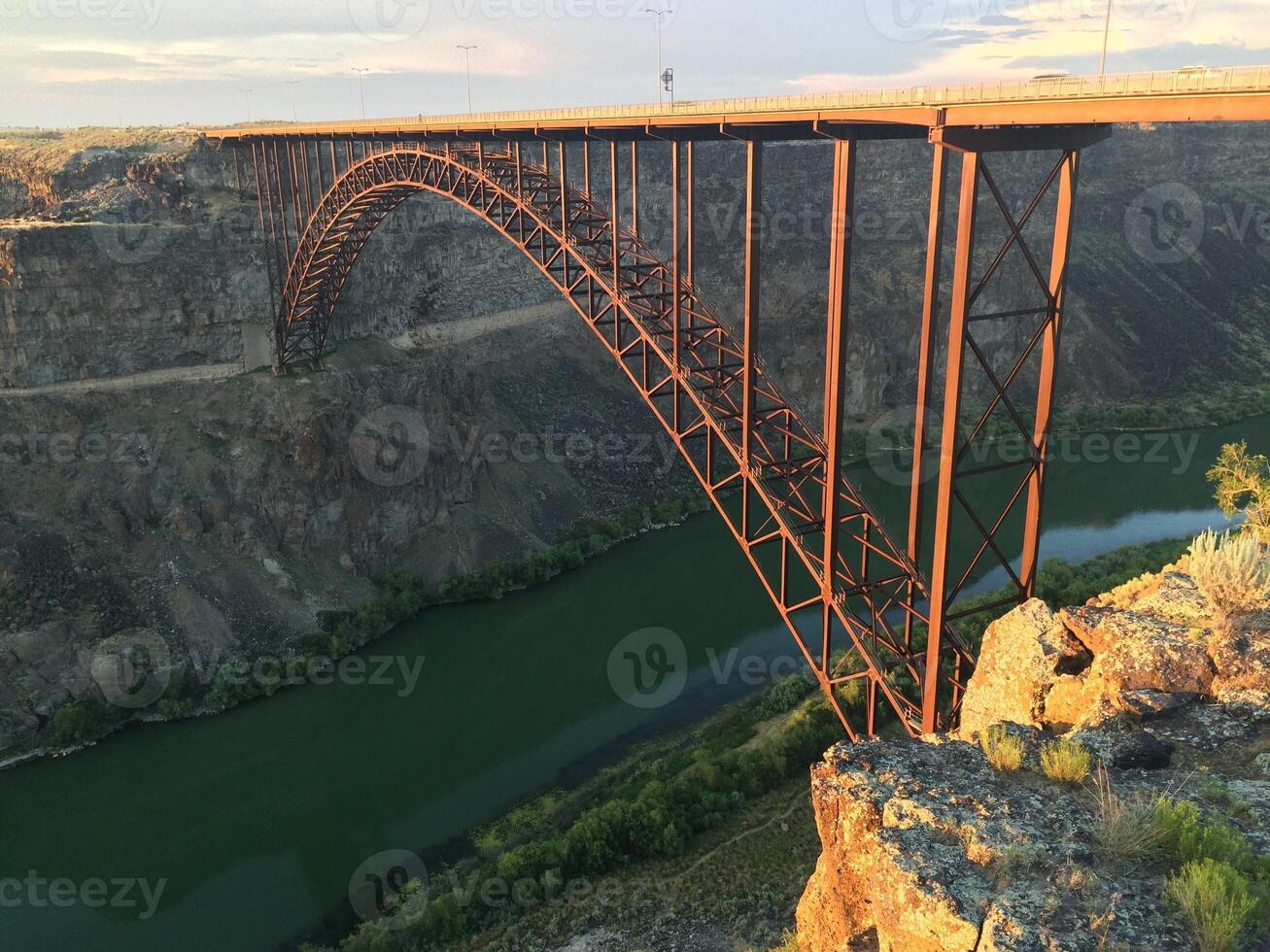 Perrine Bridge at Sunset in Twin Falls, Idaho, Crossing the Snake River photo
