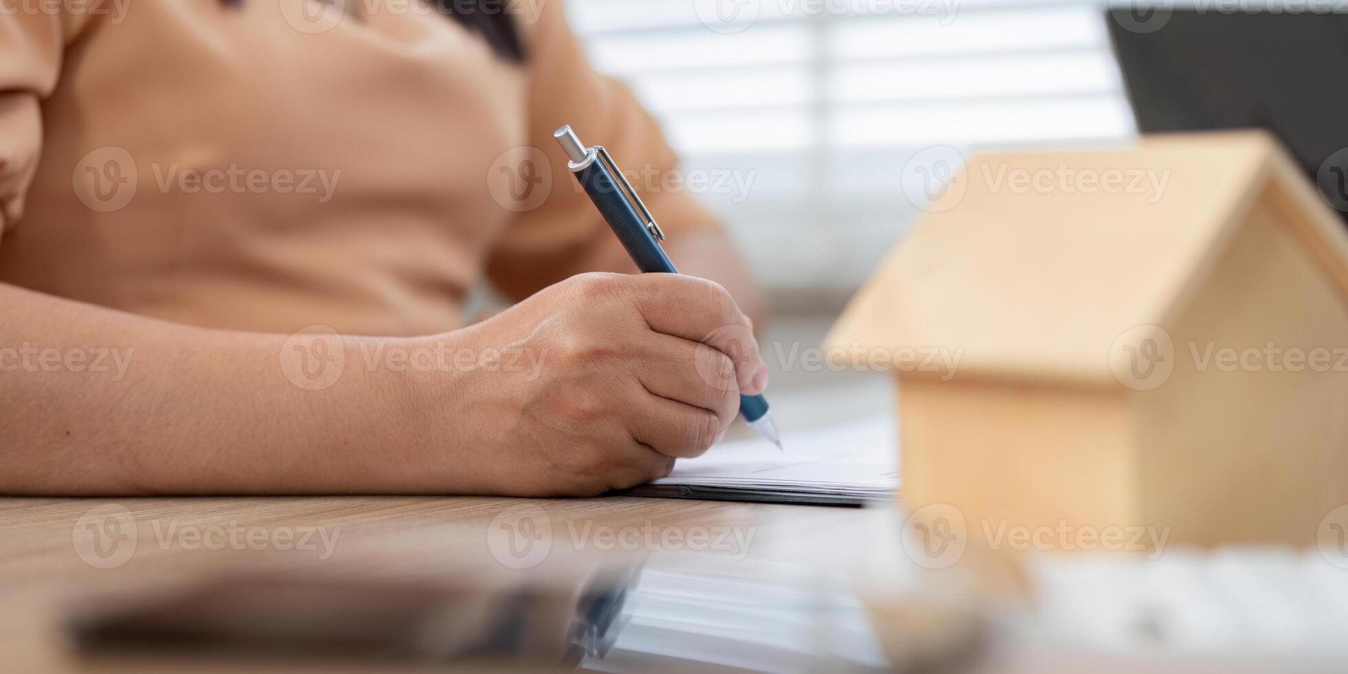 Client Evaluating Real Estate Agreement before Signing photo