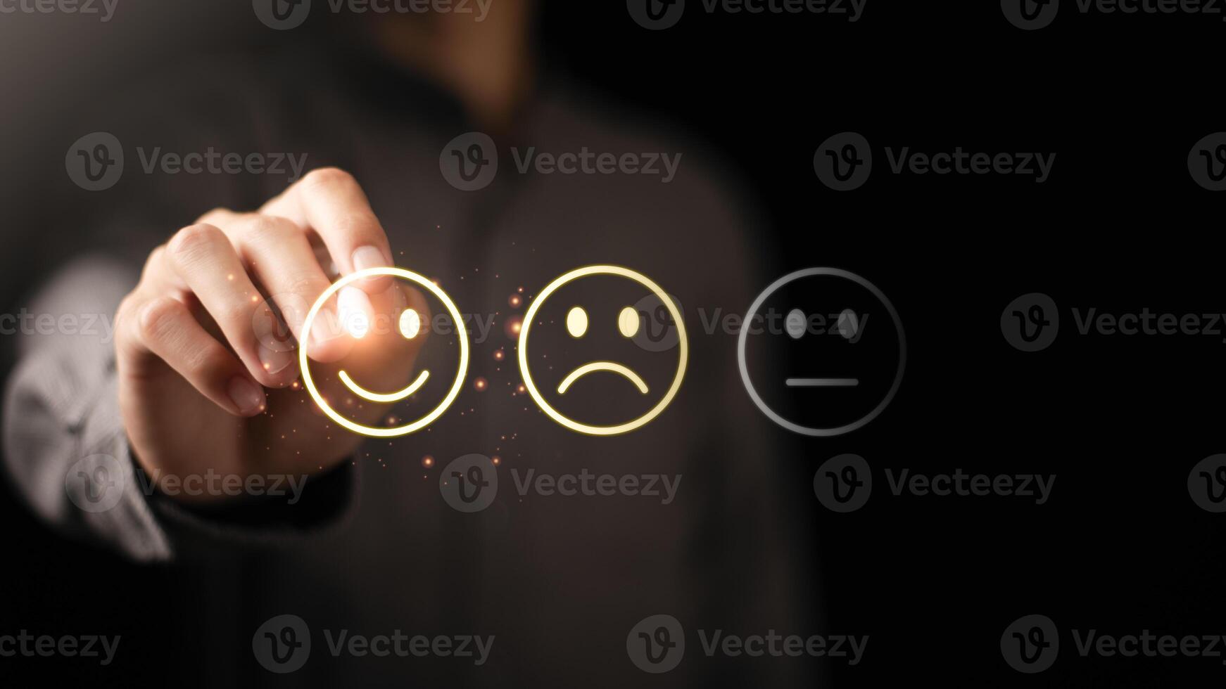 Male consumers expressed their evaluations and rated their satisfaction. Customer Experience Survey Concepts for Services and Products and customer engagement service quality assessment photo
