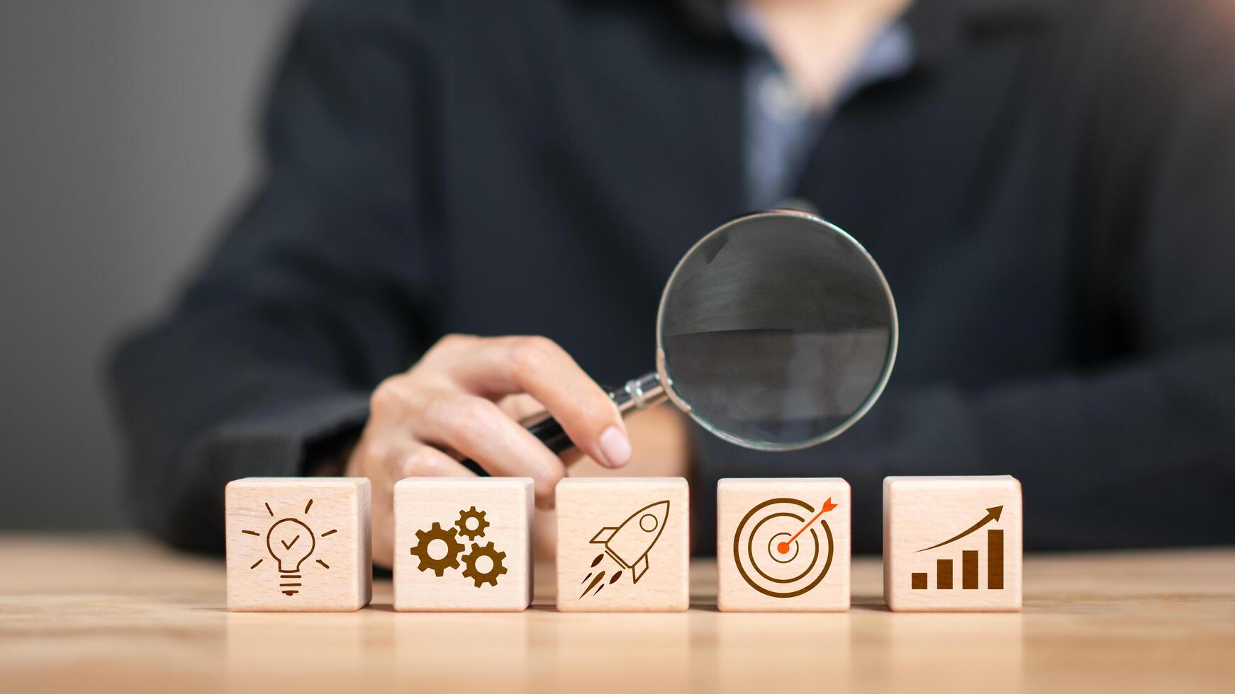 New business startups for young entrepreneurs, new business development ideas, creativity to bring technology to the next level, innovative solutions to new problems, brainstorming for future visions. photo