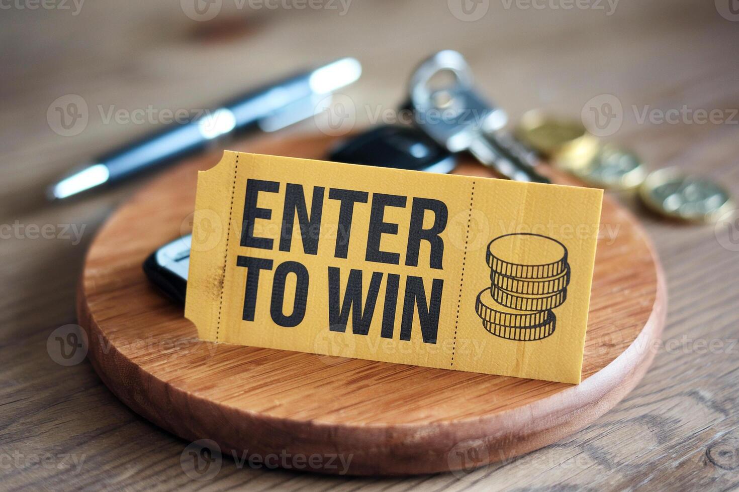 raffle ticket enter to win prize money and car or house keys photo
