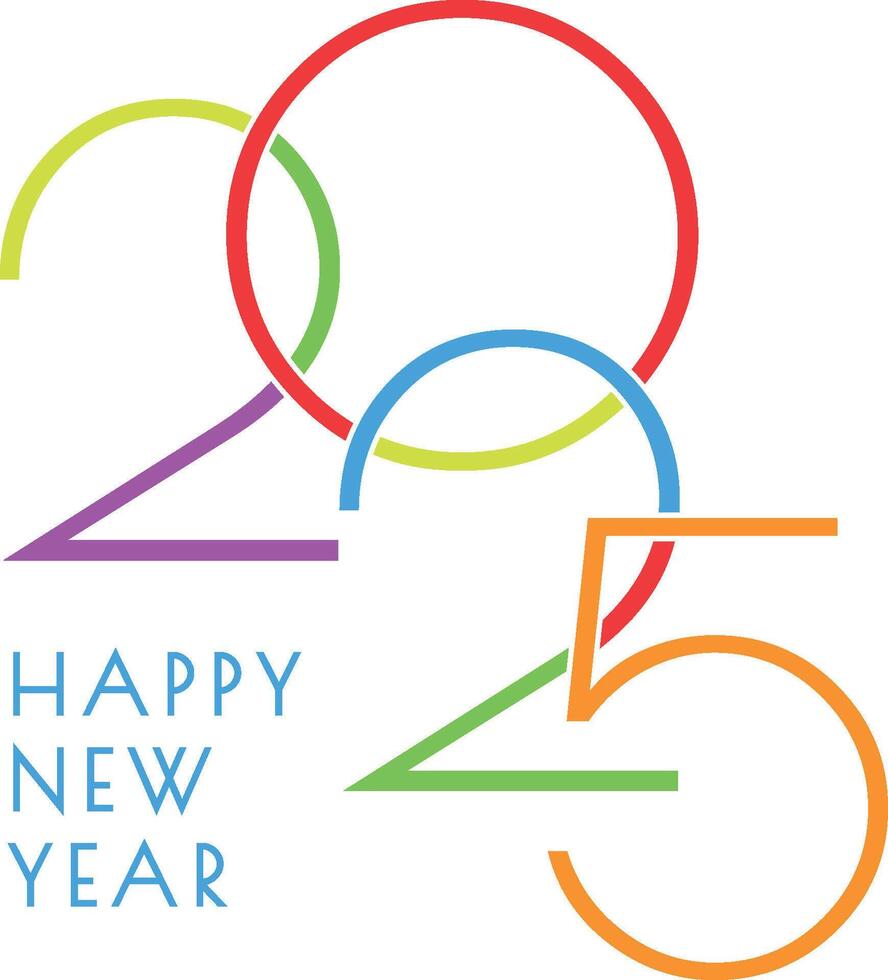 Modern green 2025 text new year event greeting card design. vector