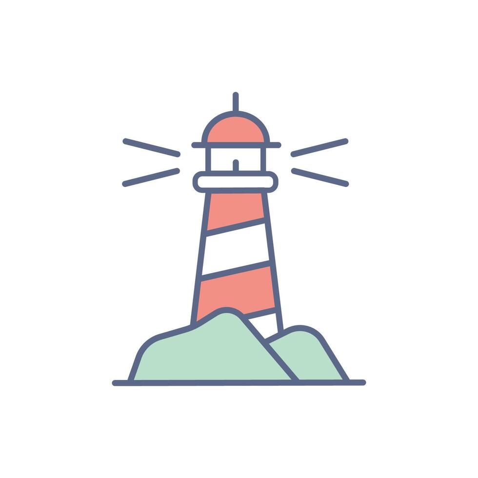 EPS 10An icon of a lighthouse, featuring a tall, classic structure with a bright beacon at the top, designed with clean lines and a simple silhouette to convey guidance and safety. vector