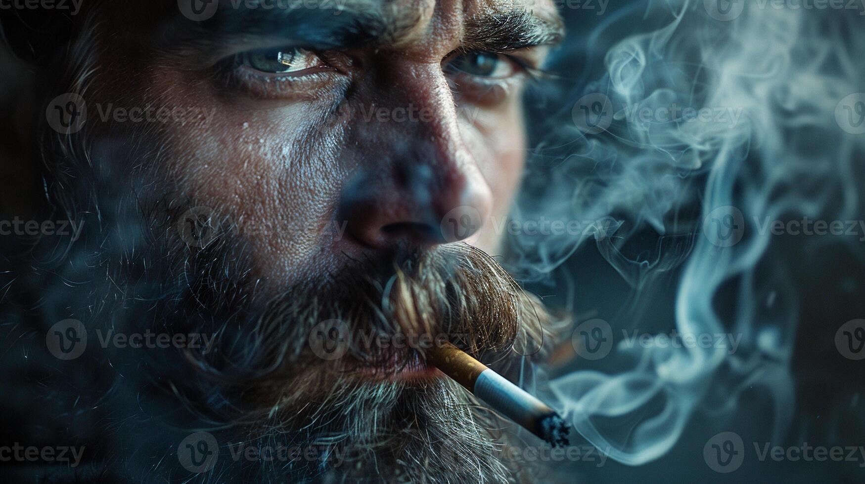 A man with a beard and a cigarette in his mouth photo