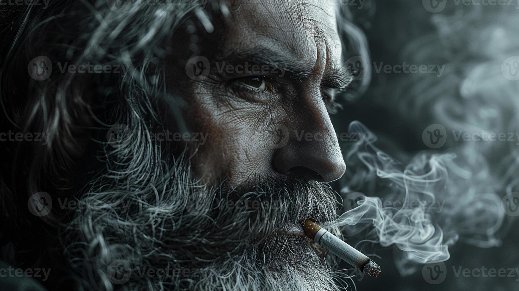 A man with a long beard and a cigarette photo