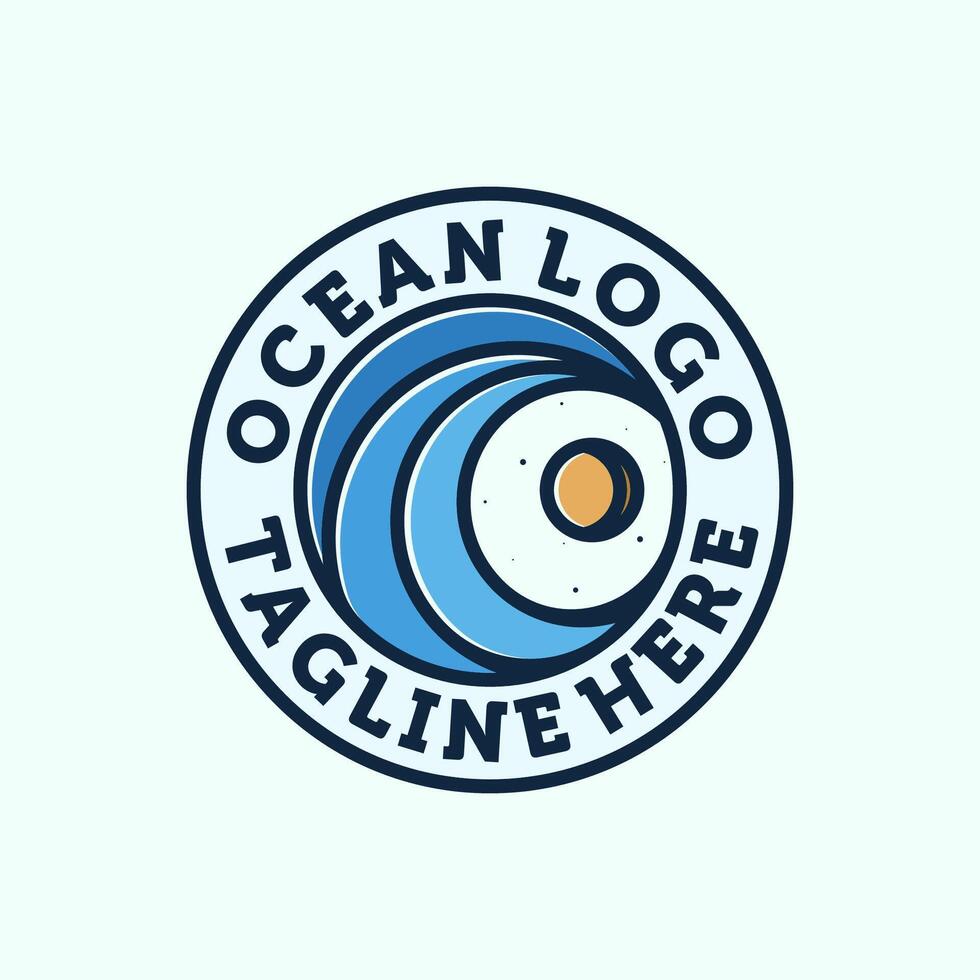 Ocean Wave Logo Design. Exclusive Logo, Symbol or Icon of Ocean. Creative and Minimalist Wave Logo Template. Modern Line Art Ocean, Water or Wave Template Design. Sun and Sea Logo Concept Inspiration vector