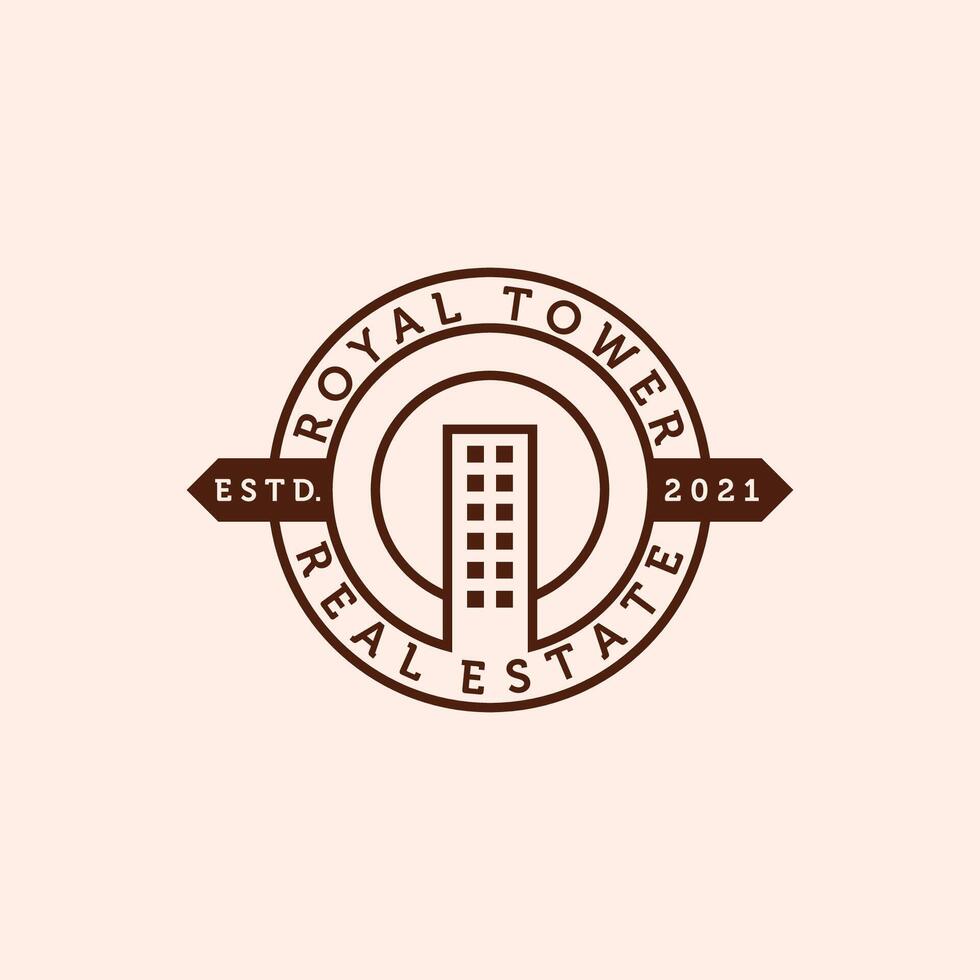 Real Estate Modern Line Art Logo Illustration Design. Simple Modern Minimalist Apartment or Condominium Logo Template Design. Creative Real Estate or Property Illustration Logo Concept. vector