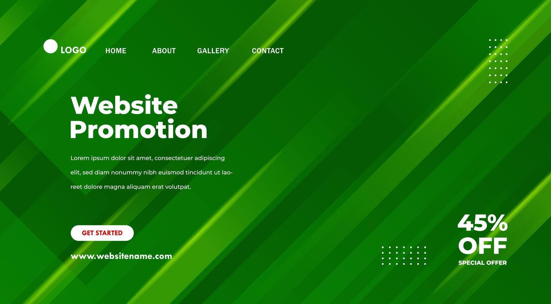 Abstract geometric green background. Modern website template for landing page vector