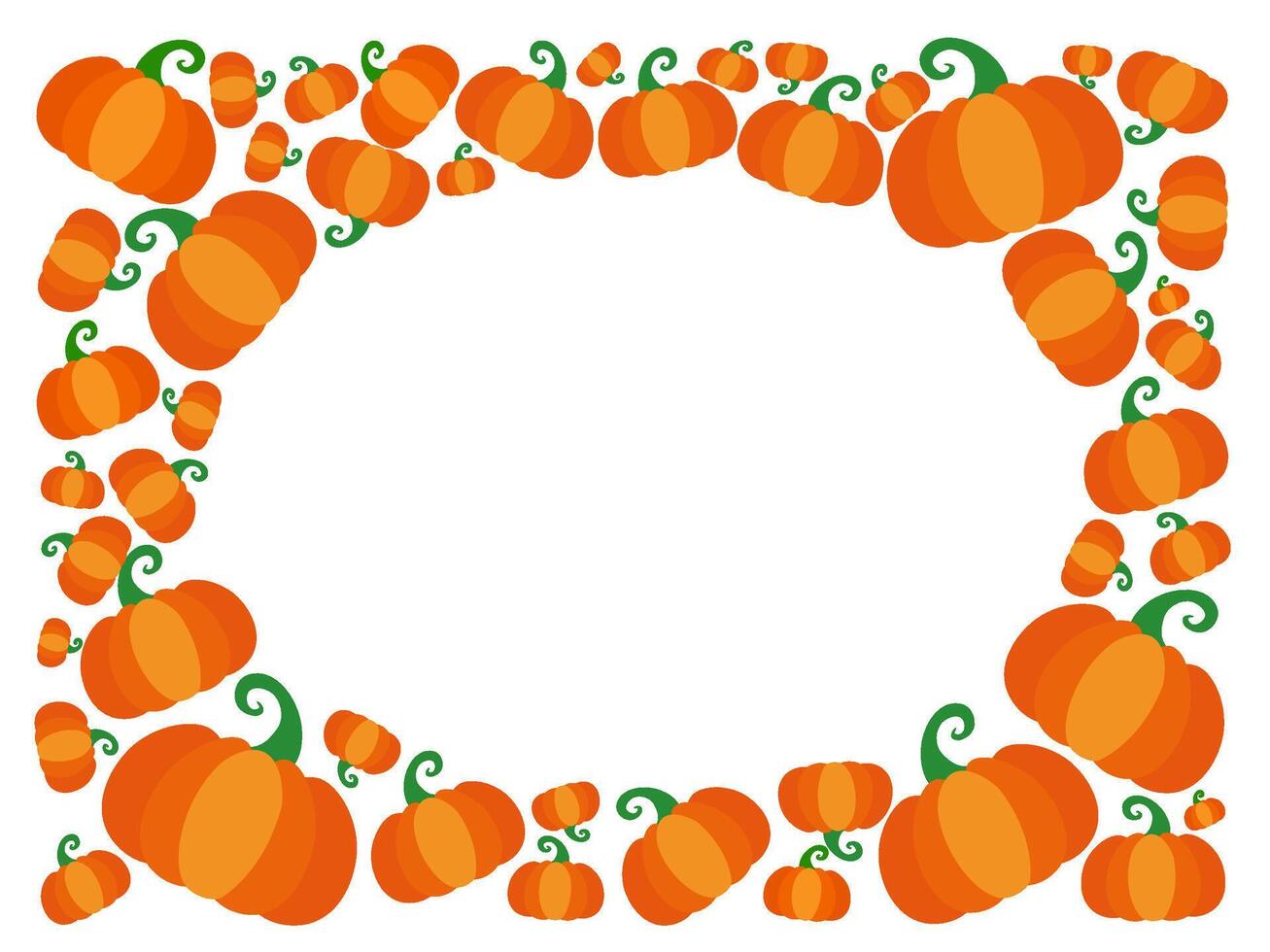 halloween banner oval template frame in rectangle with pumpkins. border frame with white copy space background. horizontal halloween or Thanksgiving day empty greeting card or advertising mockup vector