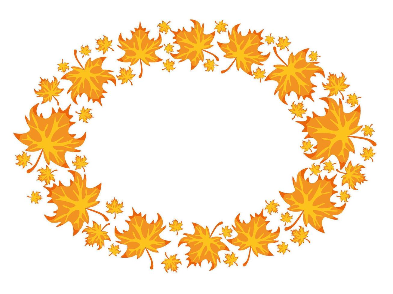 Happy Thanksgiving cartoon autumn leaves oval frame. typography postcard. vector