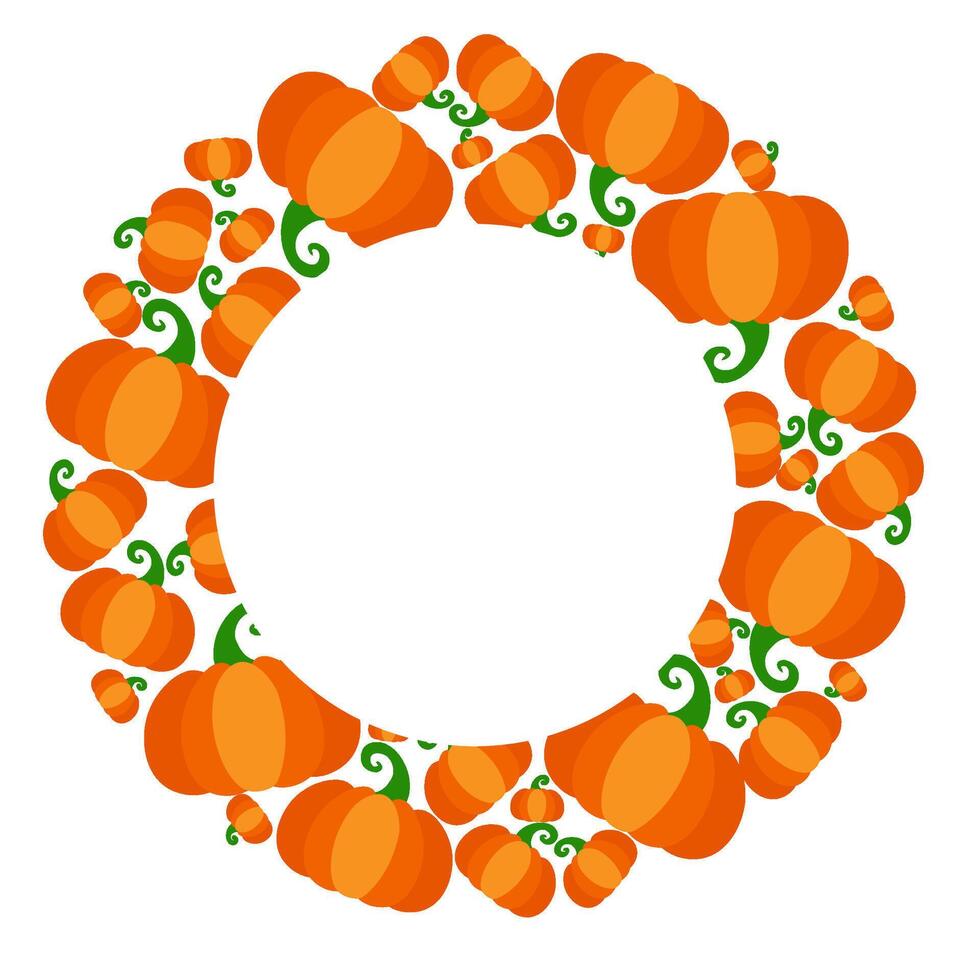 frame of orange pumpkin on white. element for Halloween or thanksgiving party cards, posters, postcards, wrapping paper vector