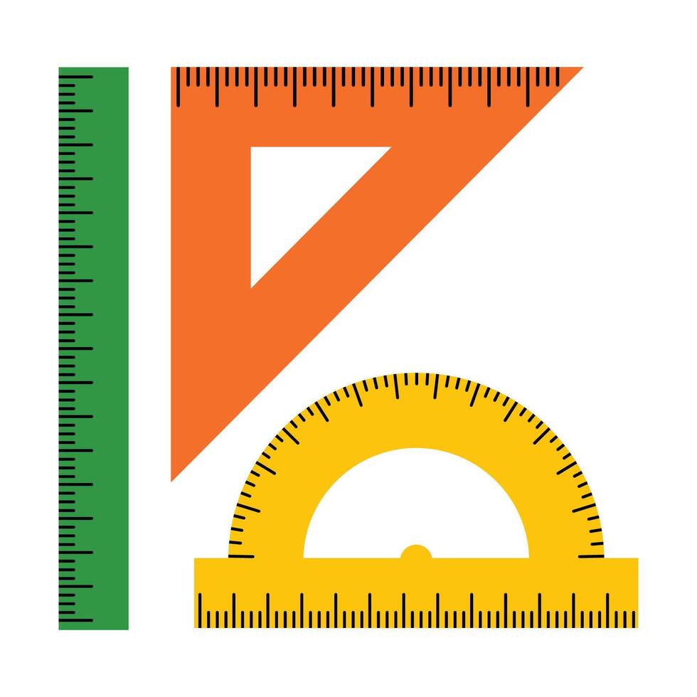 Colorful set of geometric rulers. illustration of stationery for geometry projects and educational materials vector