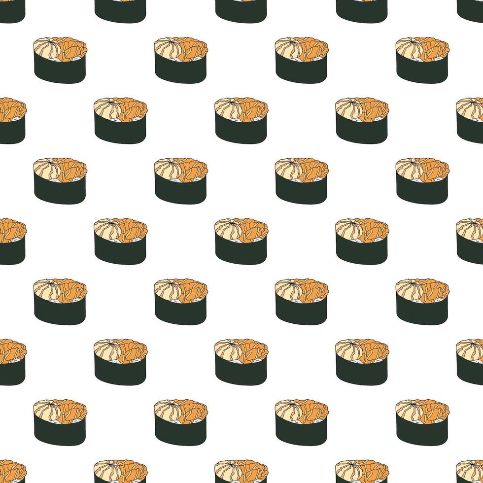 Seamless pattern with sushi for decorative print, wrapping paper, menu, wallpaper and fabric vector