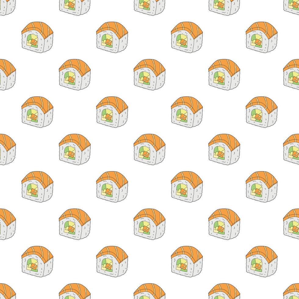 Seamless pattern with sushi roll for decorative print, wrapping paper, menu, wallpaper and fabric vector