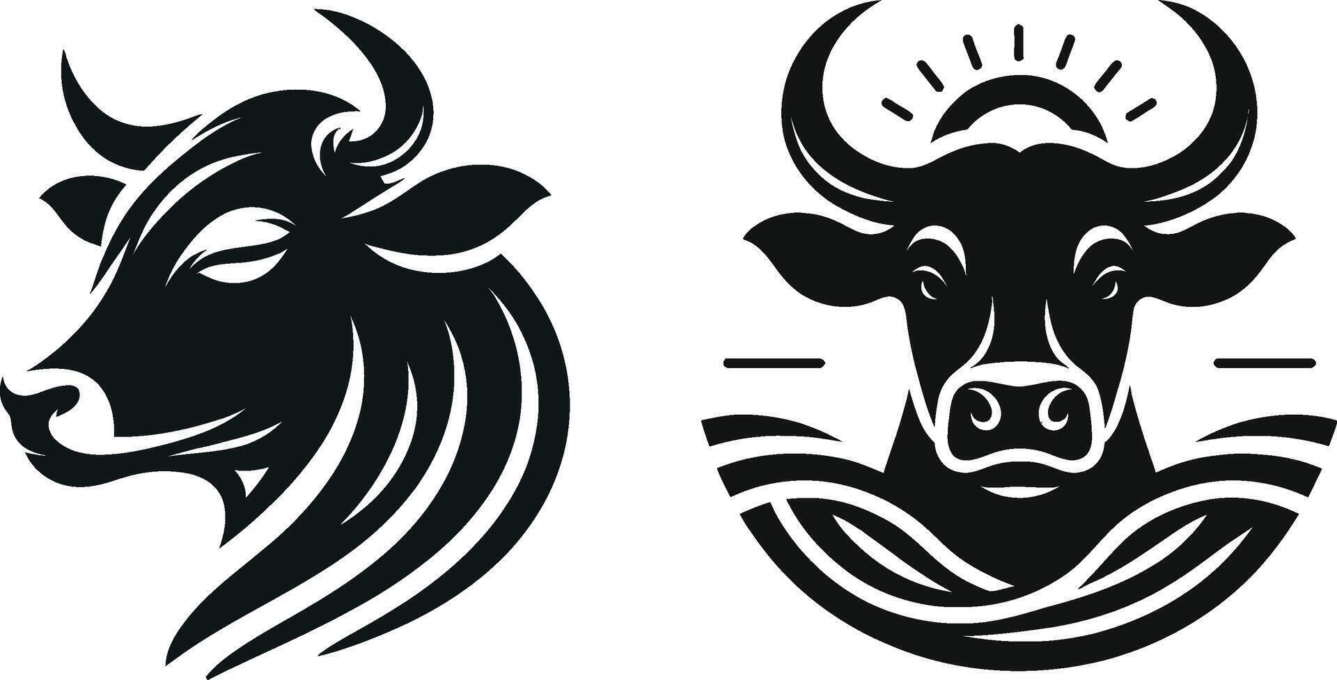 Abstract Black and White Cow Heads vector