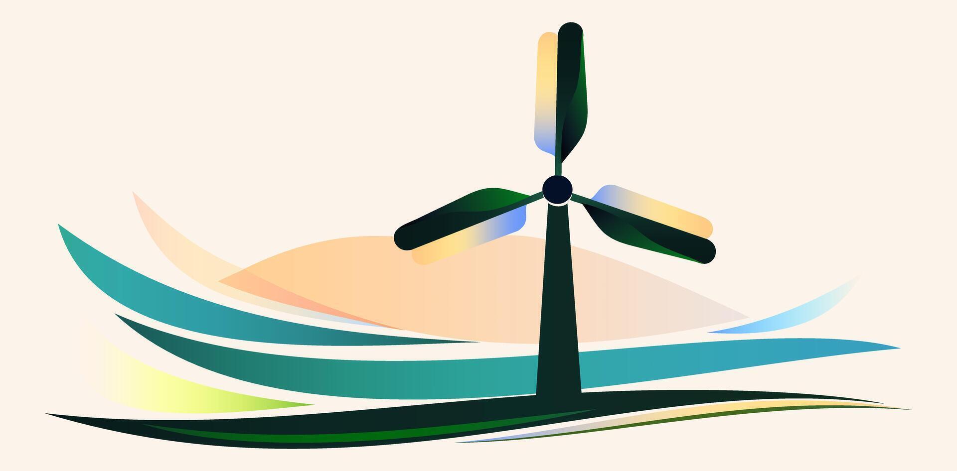 Wind turbine icon. Green sustainable energy concept vector