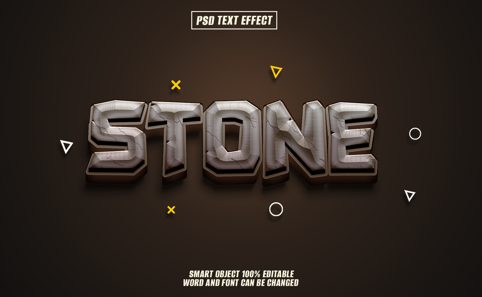 stone 3de text Realistic texture applied to editable text. psd