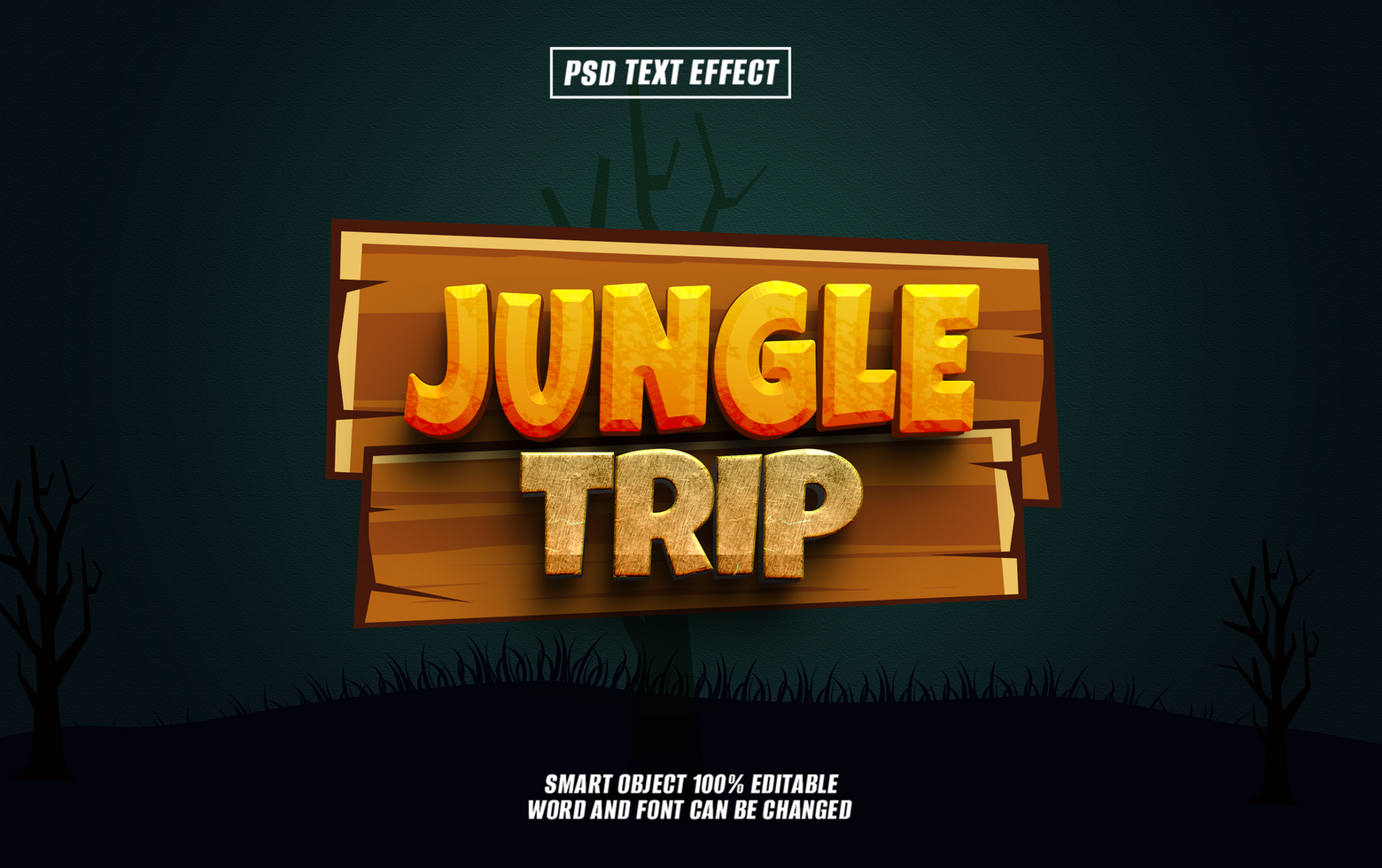 Adventure-themed text effect, perfect for travel, jungle tours, and exploration. psd