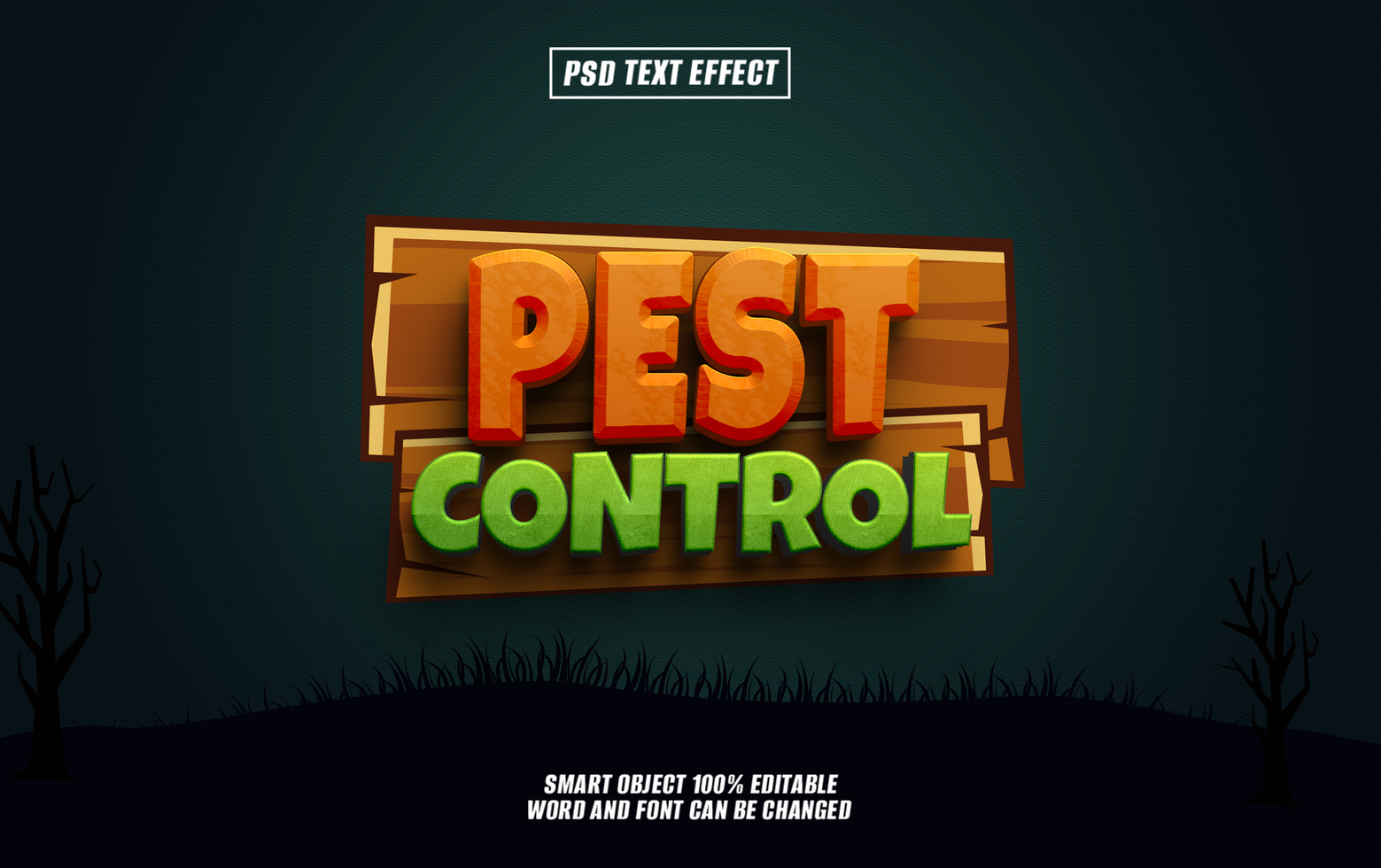 Eye-catching text effect for pest control services and businesses. psd