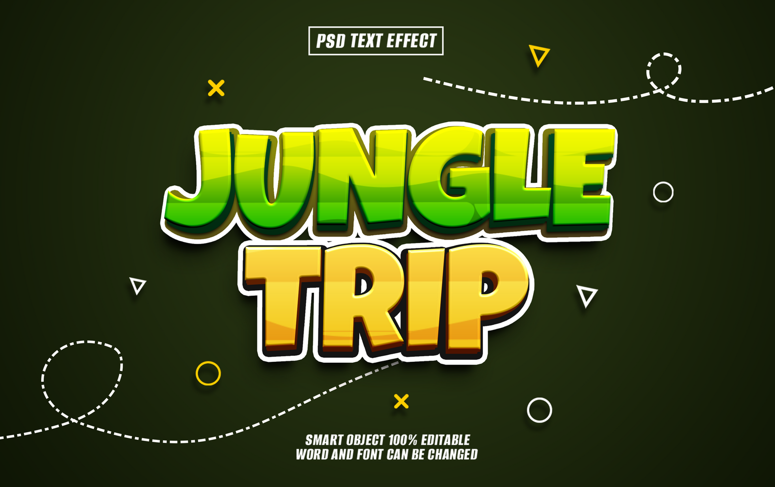 Green, jungle-themed text effect. Great for travel, tours, and nature-related designs. psd