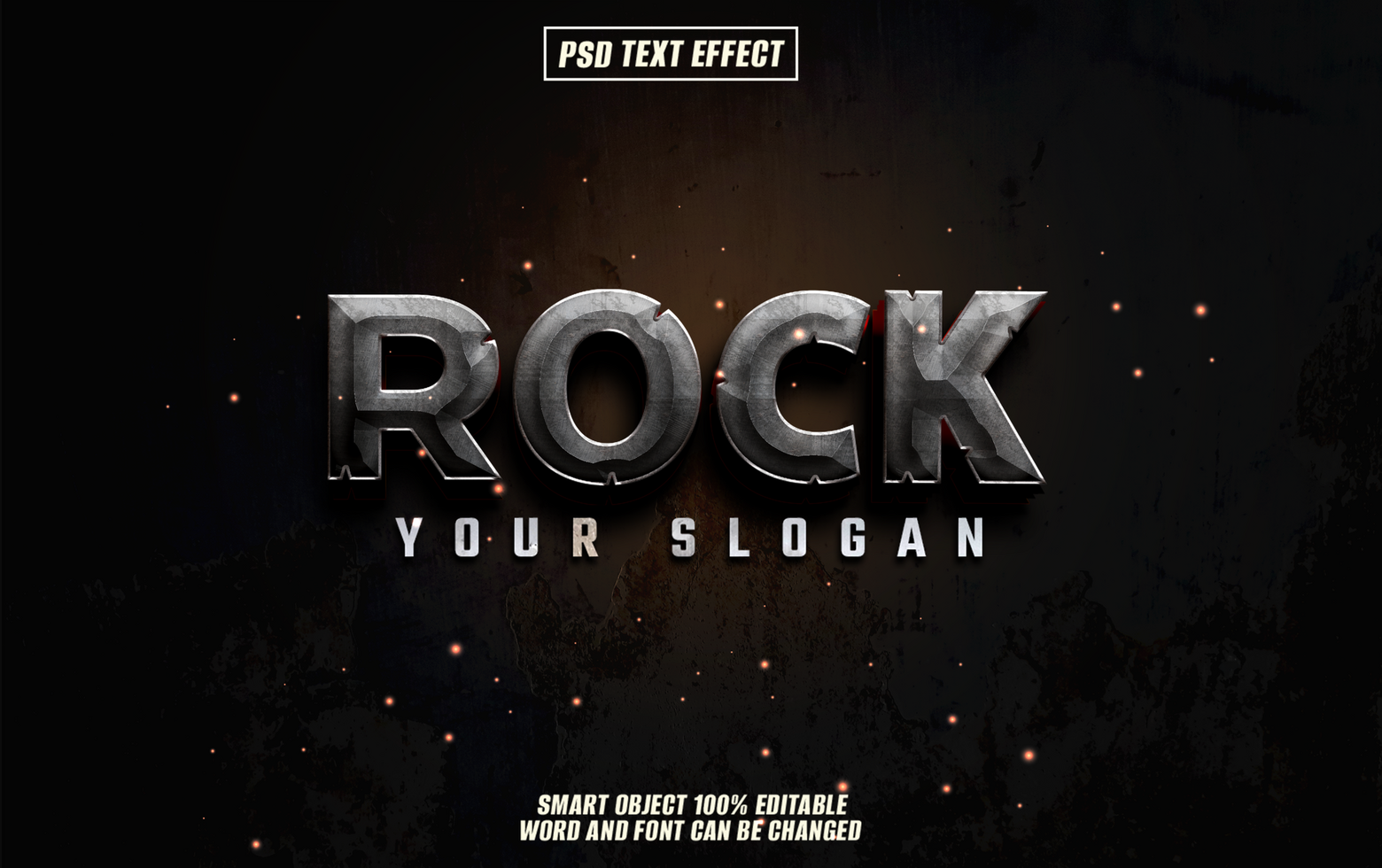 Glittering rock text effect for glamorous projects. psd