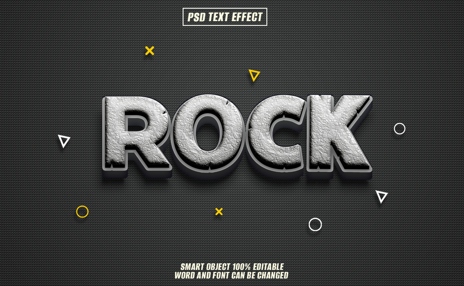 rock 3d text effect, perfect for template psd
