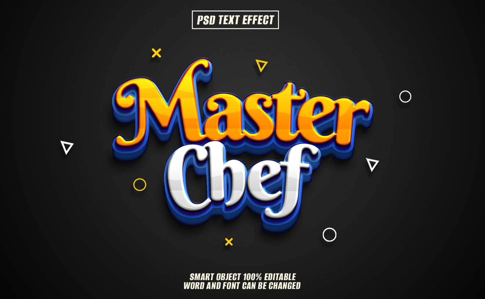 Editable Master Chef text effect for game, logos, and branding. psd