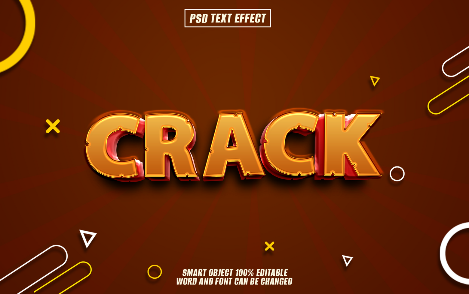 Dynamic Crack text effect for action and adventure games. psd
