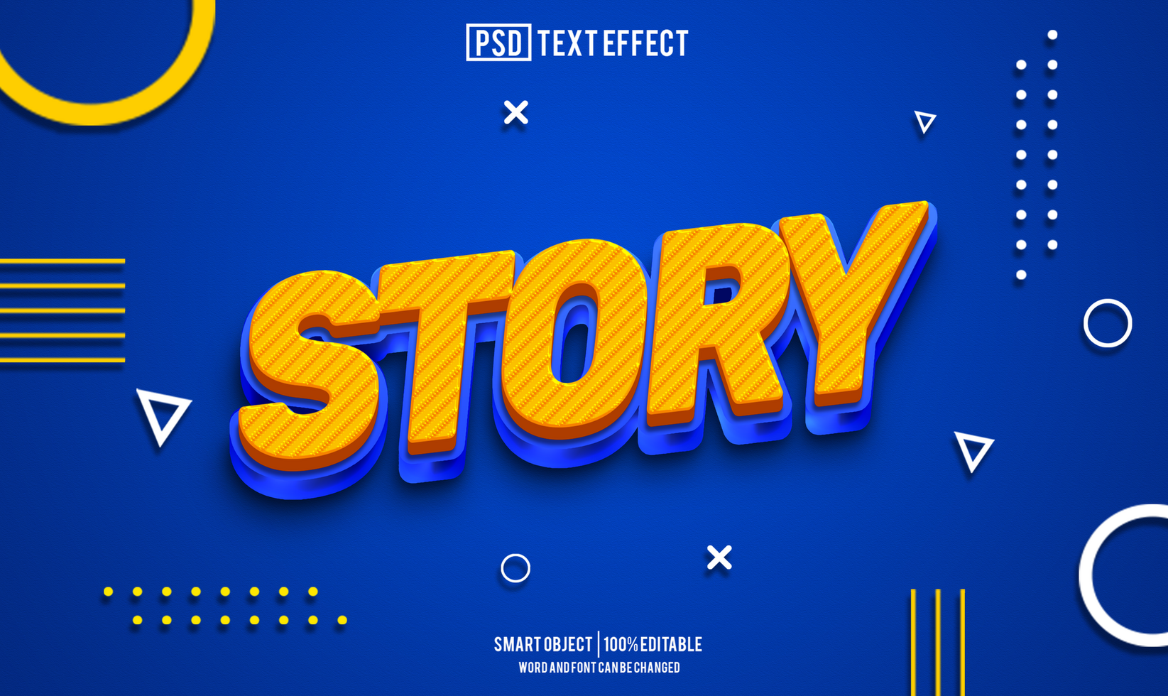 Editable Story text effect in 3D style with a modern, bold design. Perfect for titles, headlines, and social media graphics psd