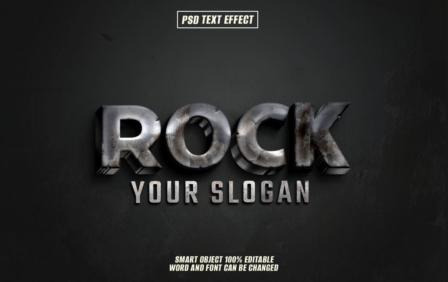 Dark rock text effect for edgy designs. psd