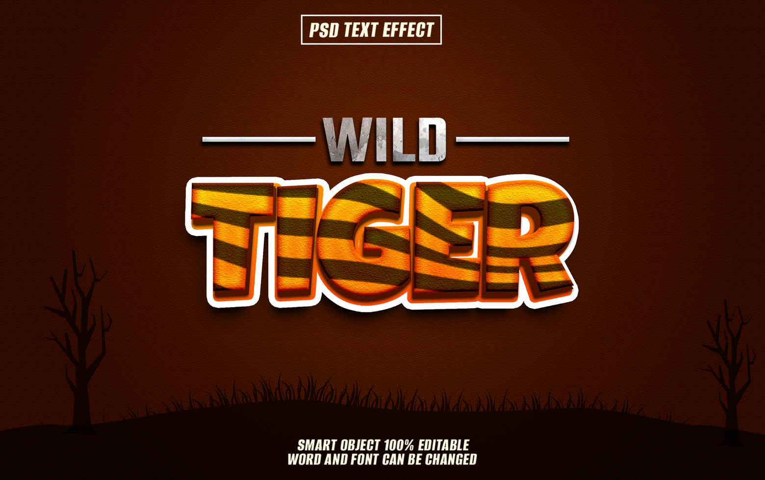 wild tiger striped text effect. psd