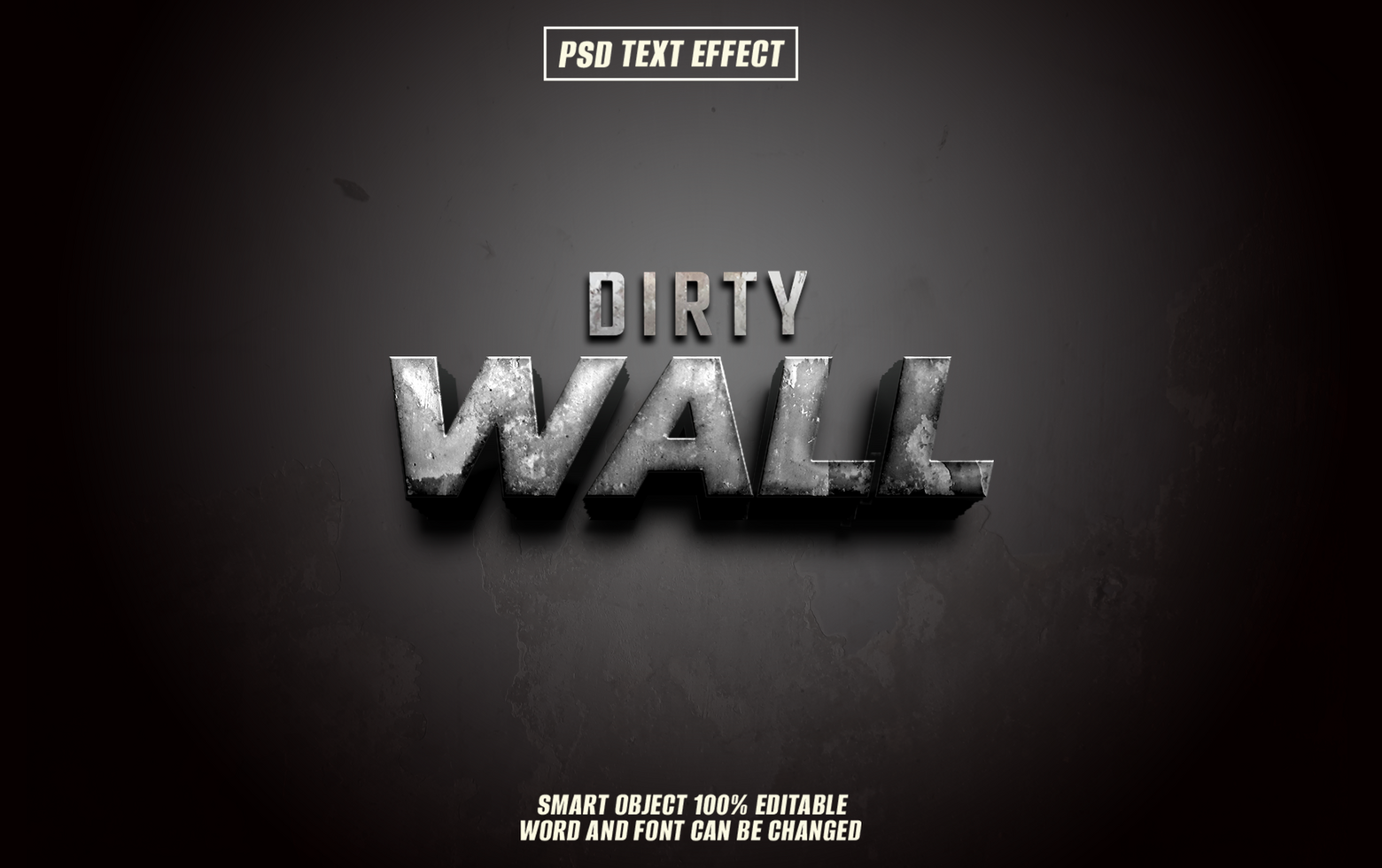 Grunge dirty wall text effect for urban designs. psd