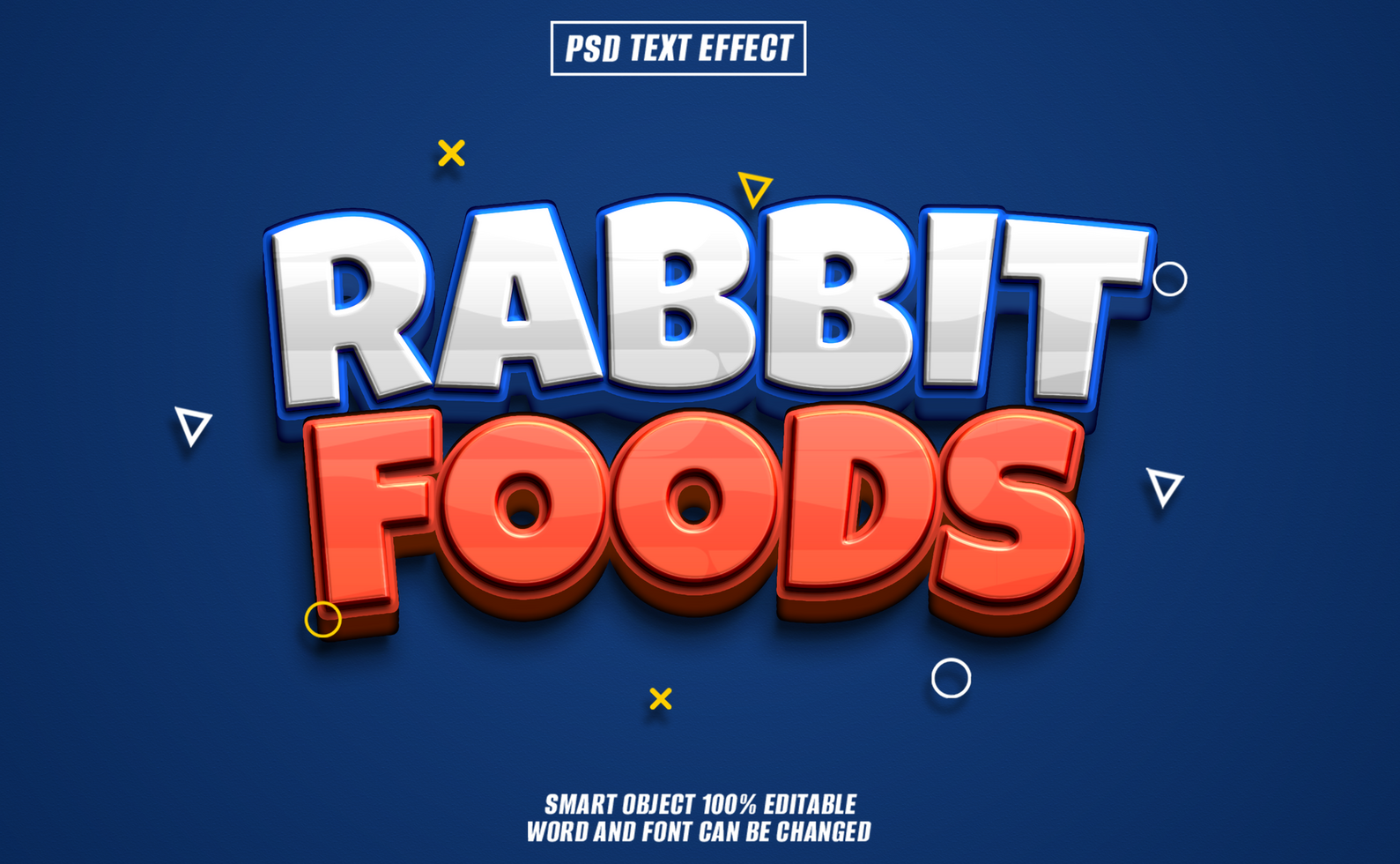 rabbit foods text effect, suitable for pet food brands, psd