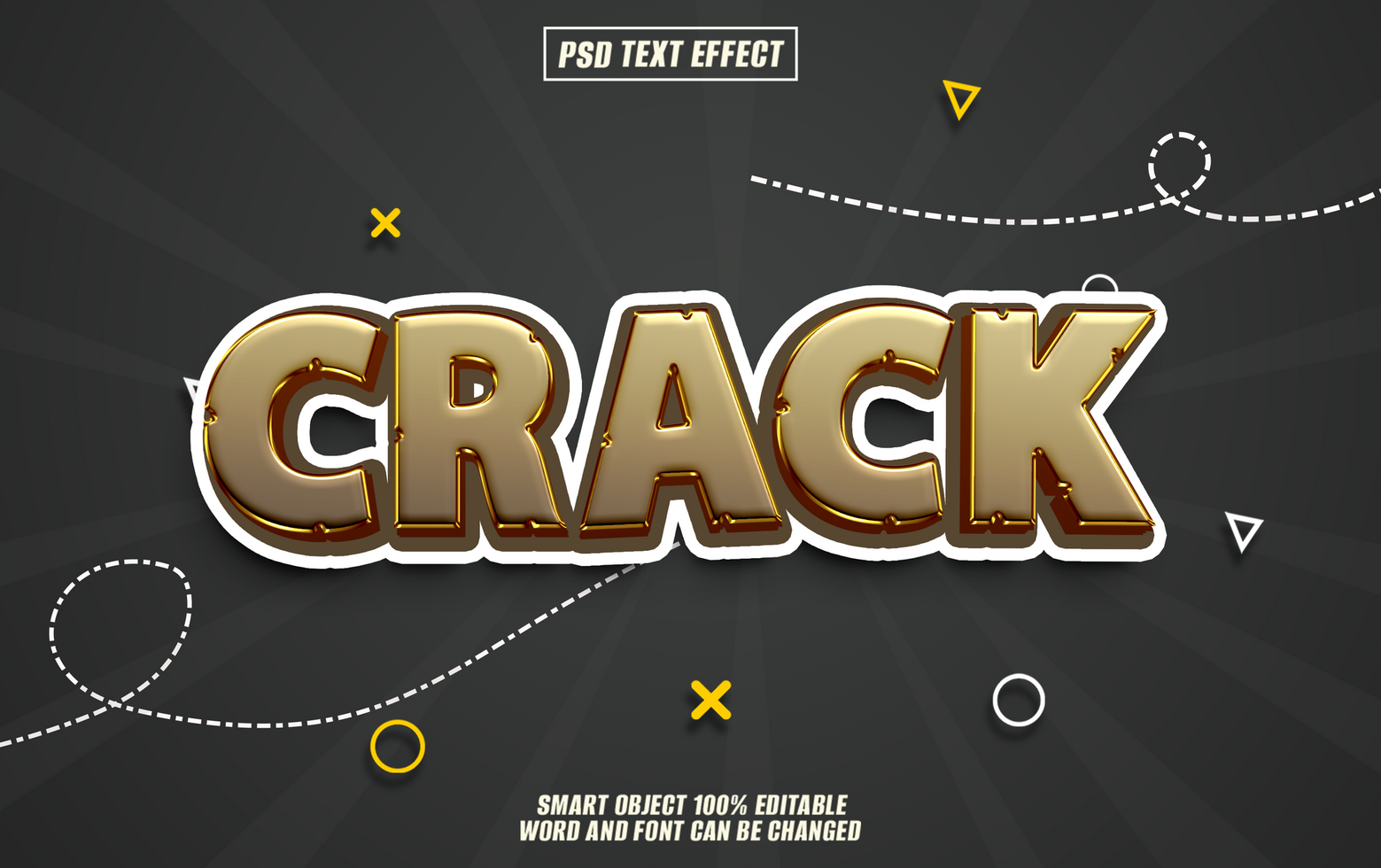 Grunge, cracked text effect for impactful designs. psd