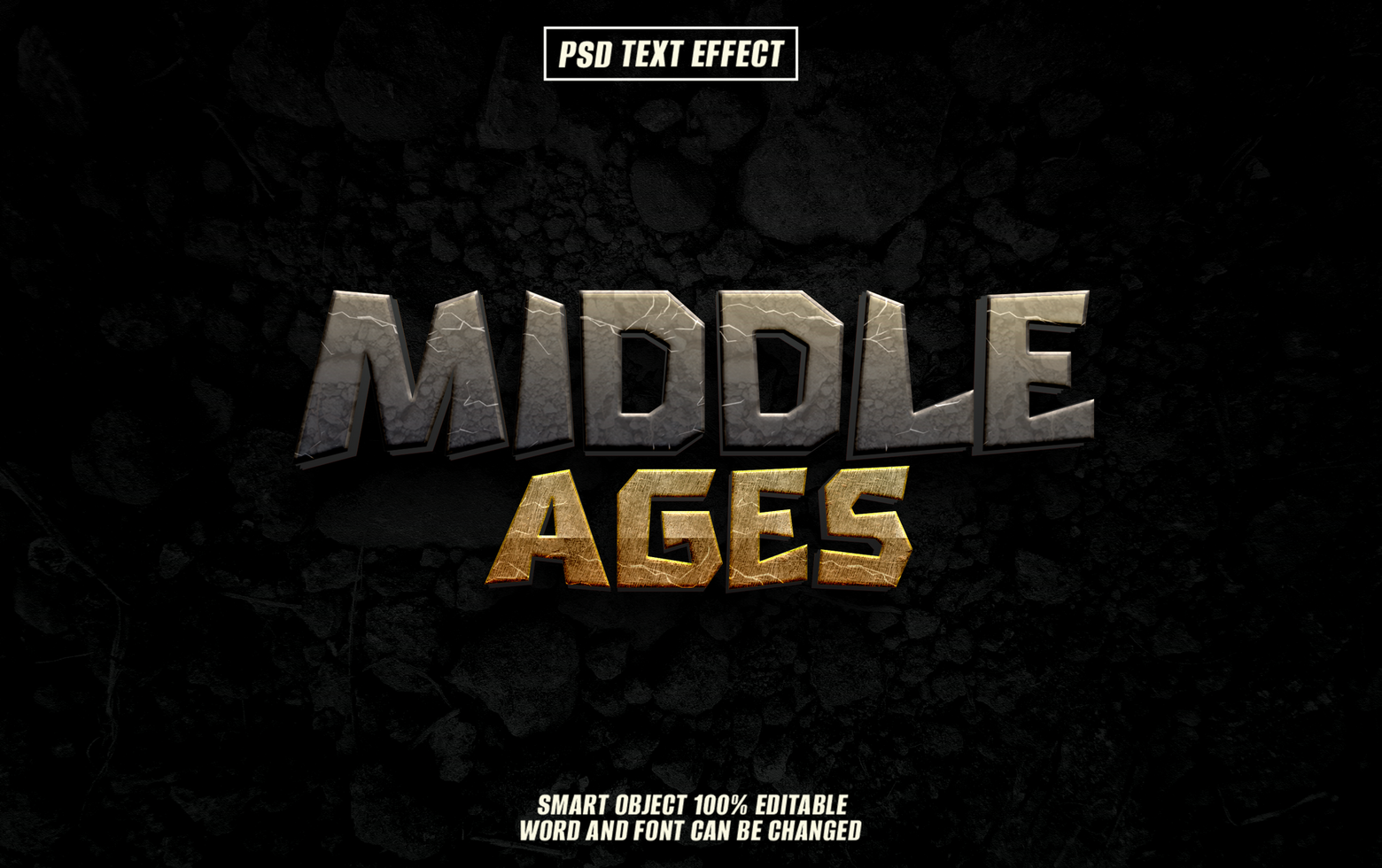 Grunge,middle ages inspired 3d text effect effect psd