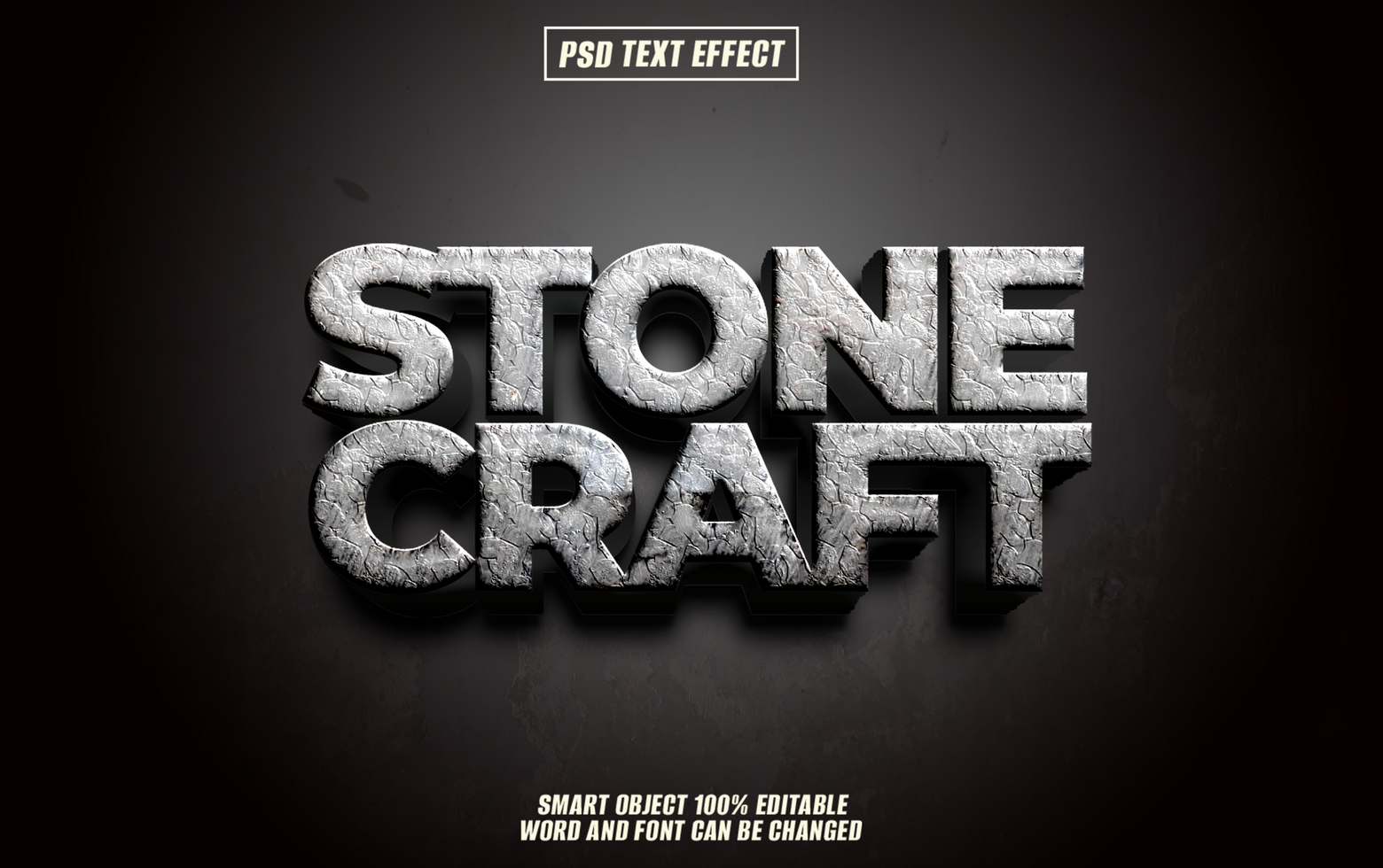 Light and airy stone craft 3d text effect. psd