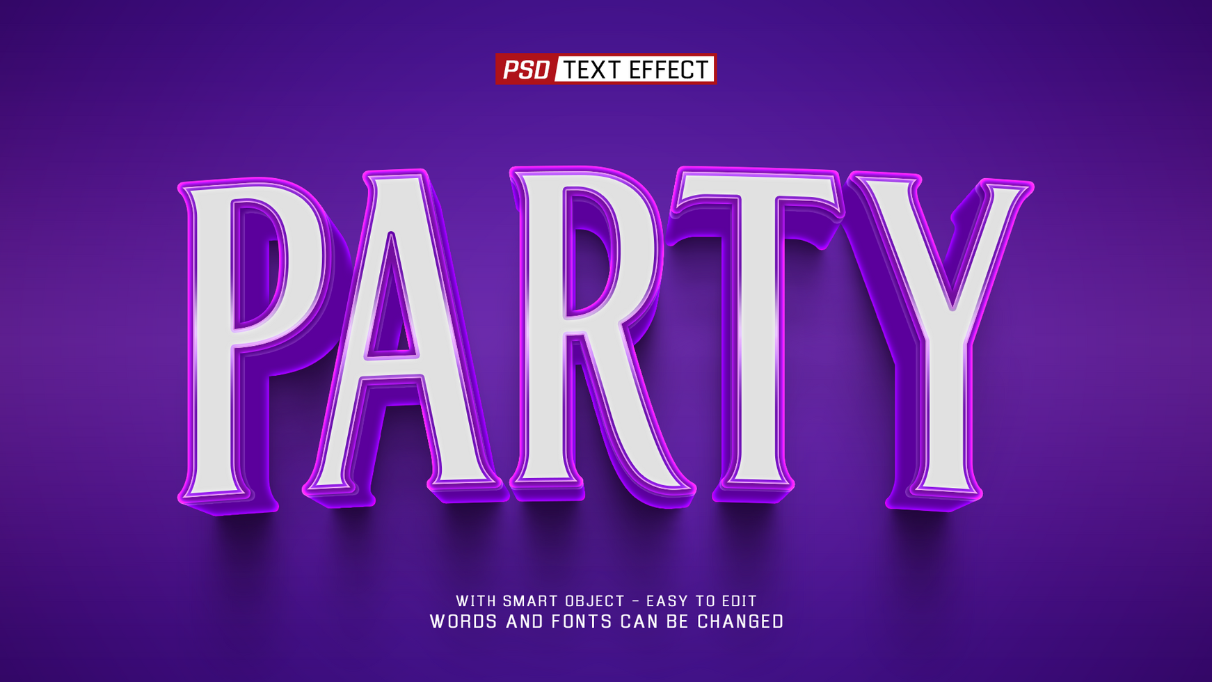 party 3d text effect psd