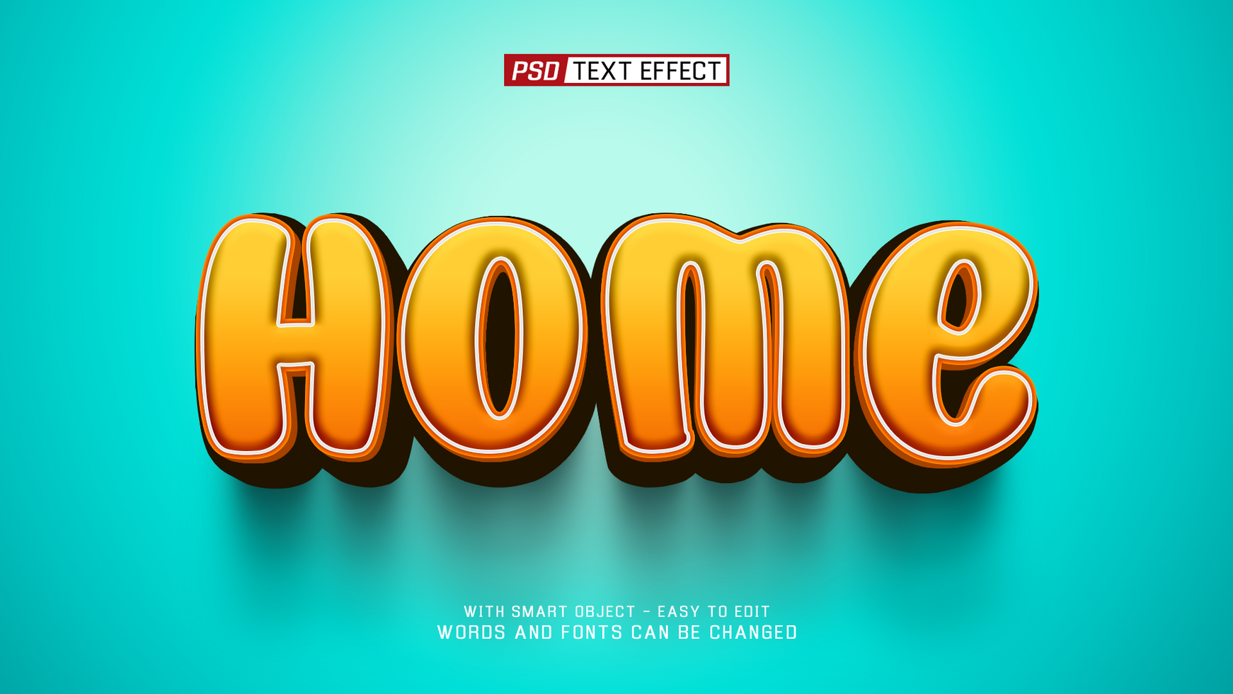 home 3d text effect psd
