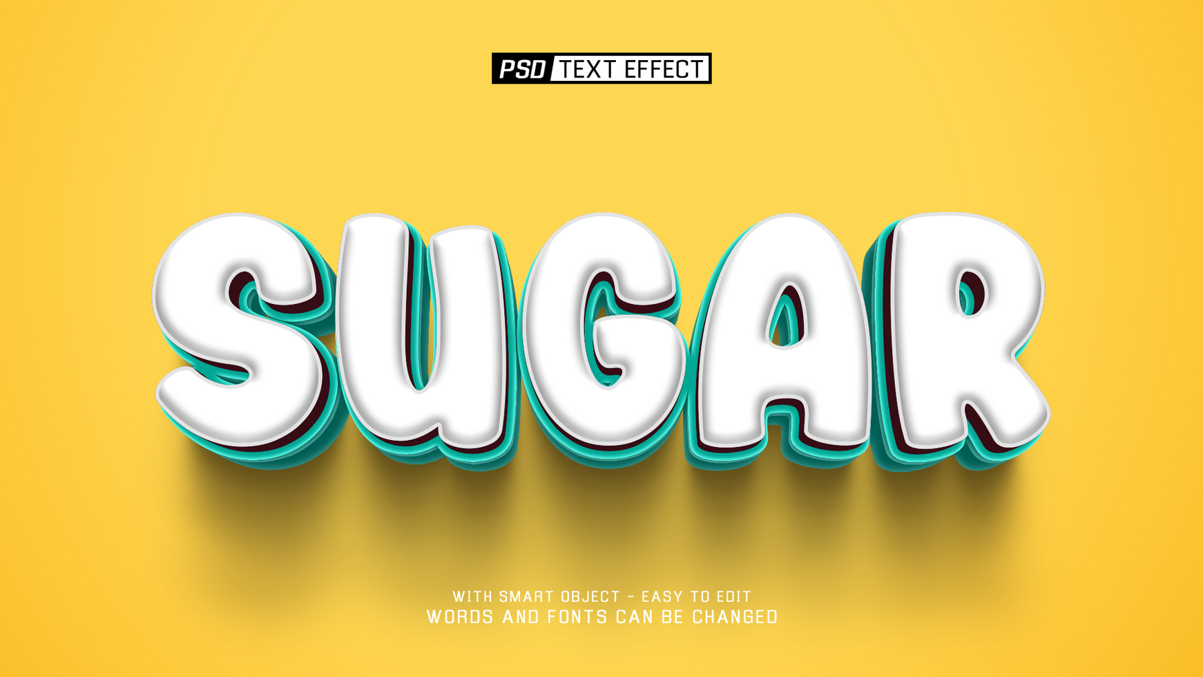 sugar 3d text effect psd