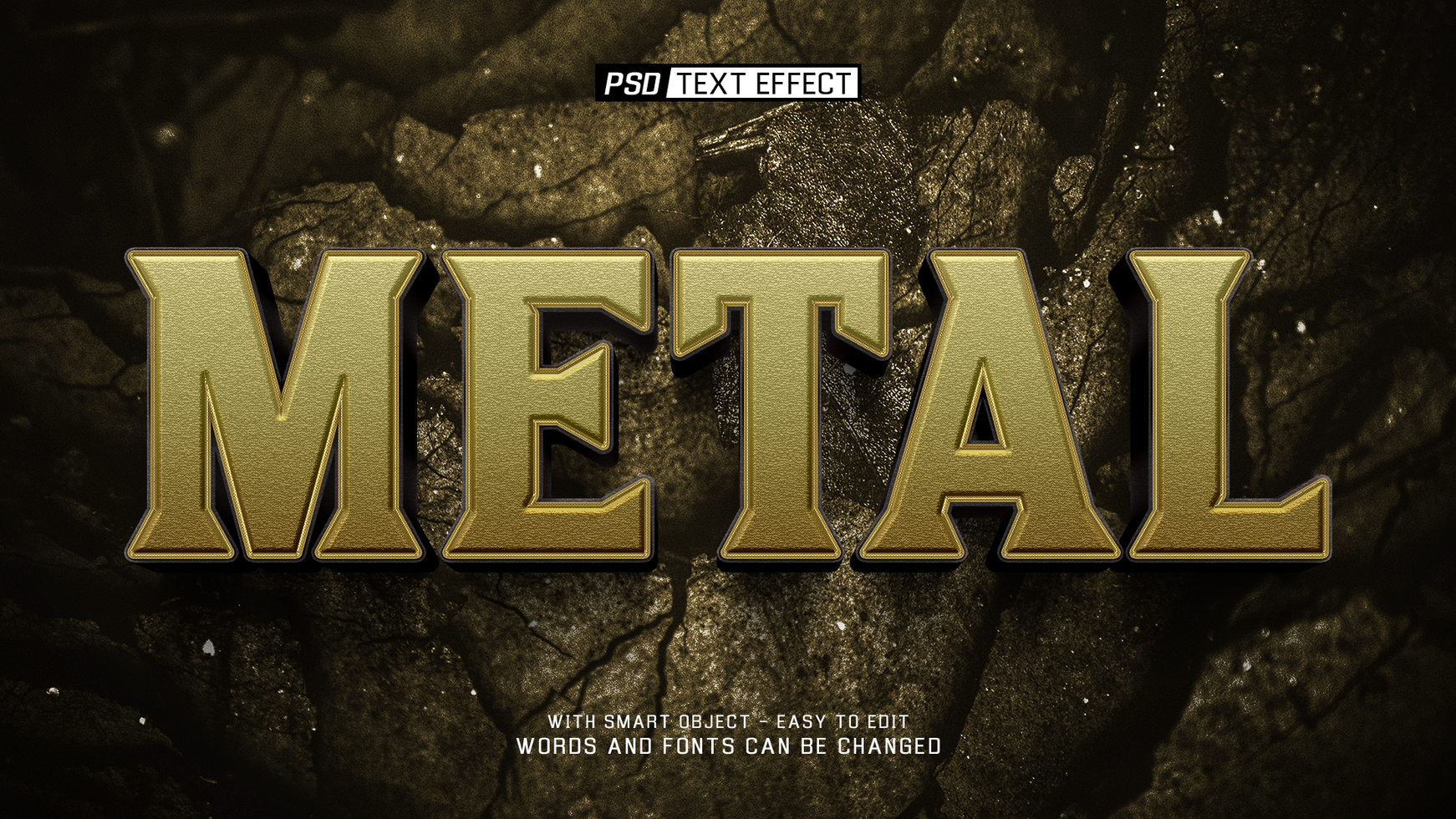 metal 3d text effect psd
