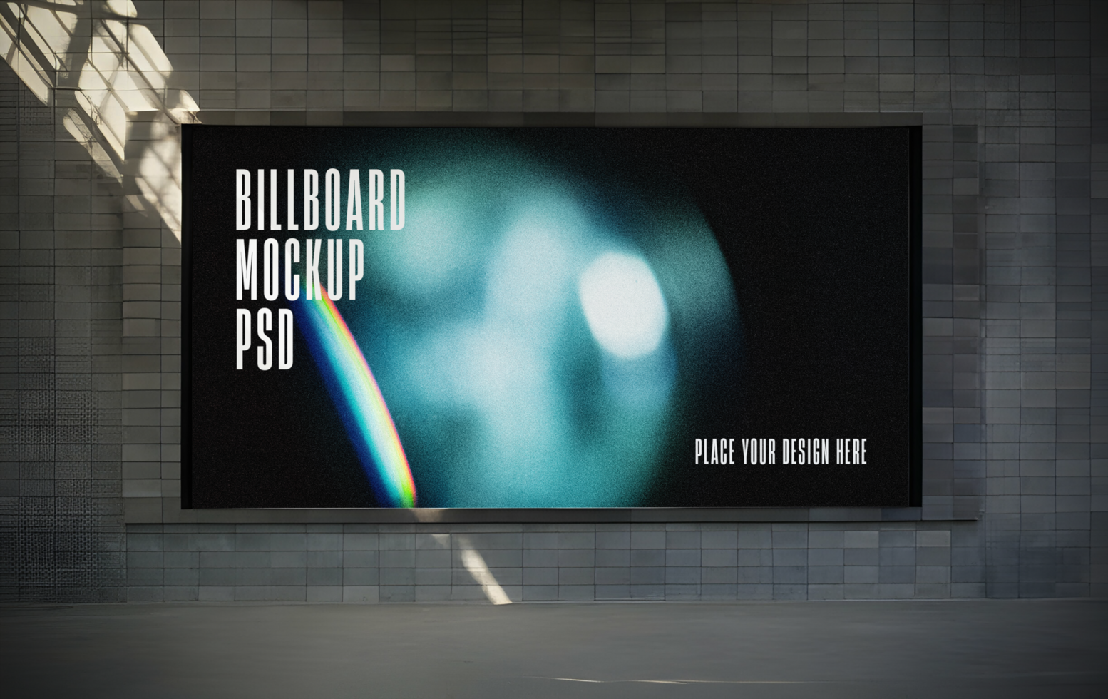 Billboard mockup in a dark room psd