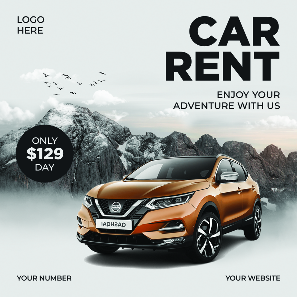Manipulation of car rental service promotion social media post template psd