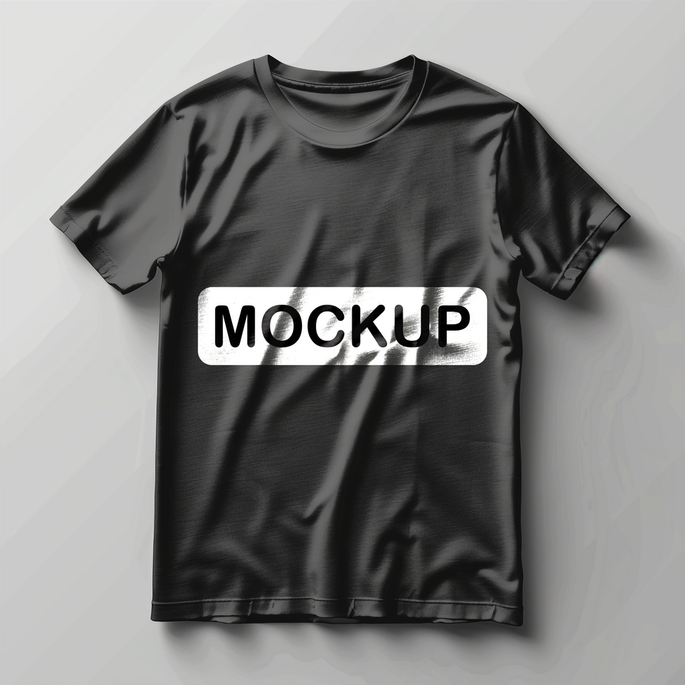 Black Color Round Neck Blank Tshirt Mockup psd